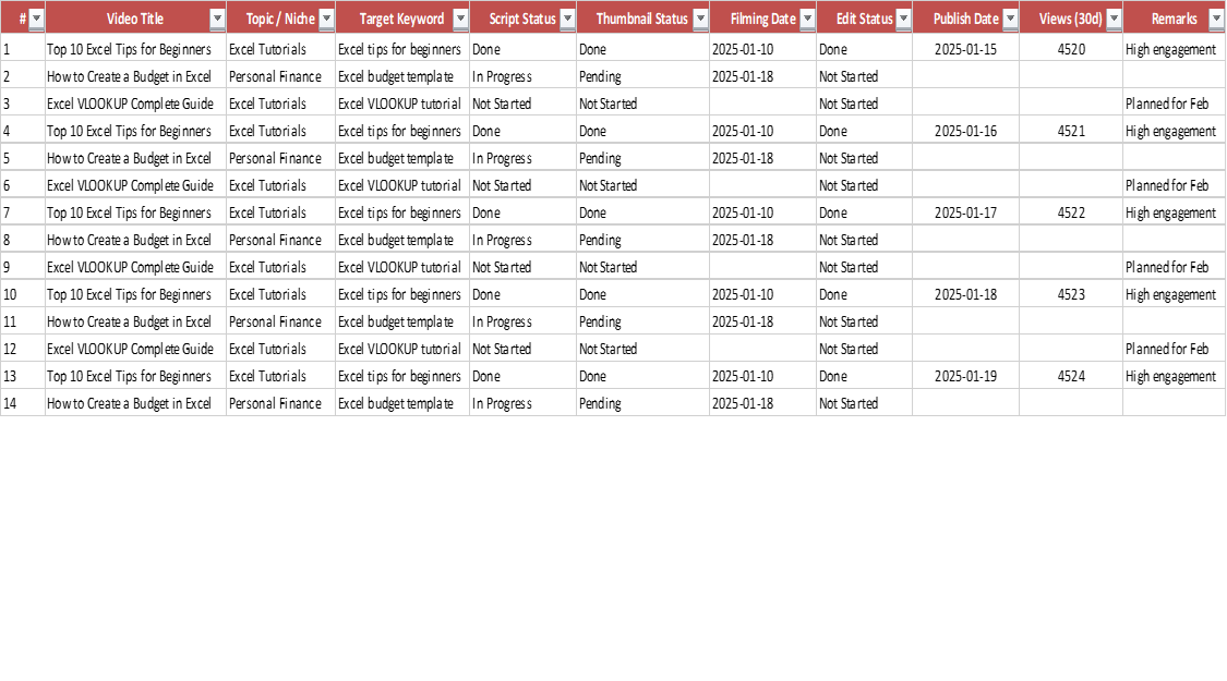 YouTube Video Planner