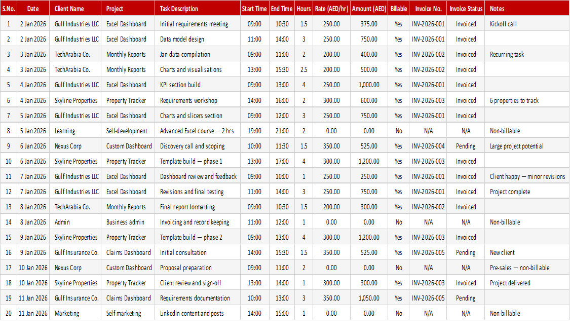 Freelance Time & Billing Log