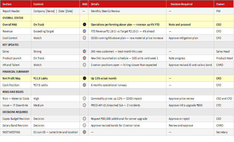 Steerco Report Template