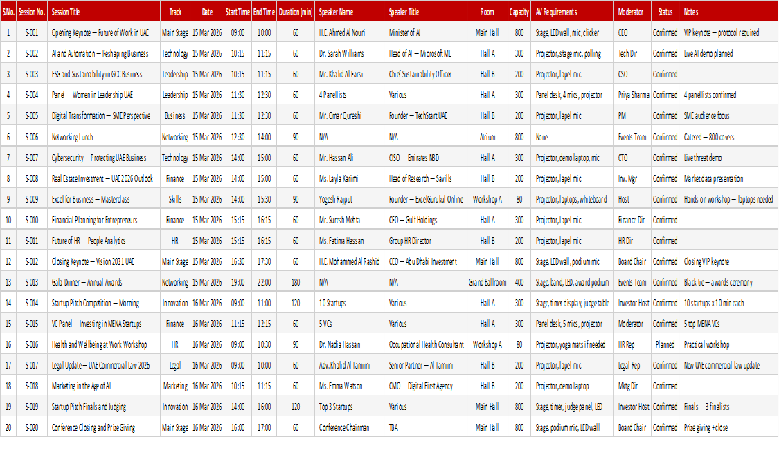 Conference Session Planner