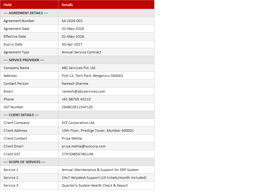 Service Agreement Template