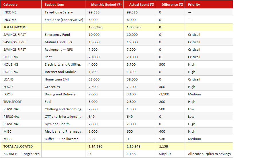 Zero-Based Budget Template