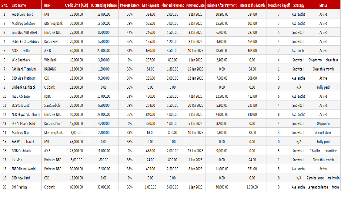 Credit Card Payoff Planner