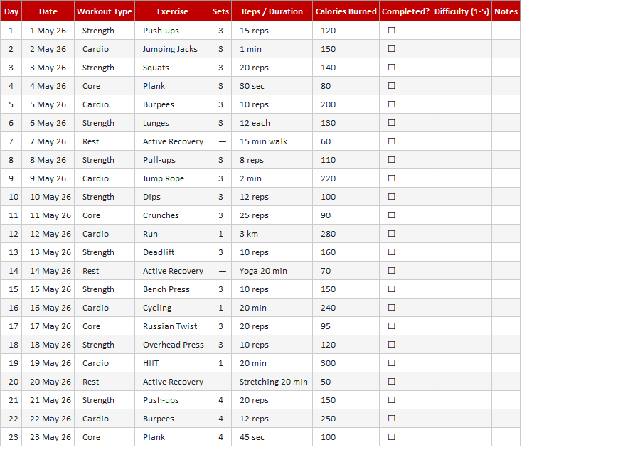 30-Day Fitness Challenge